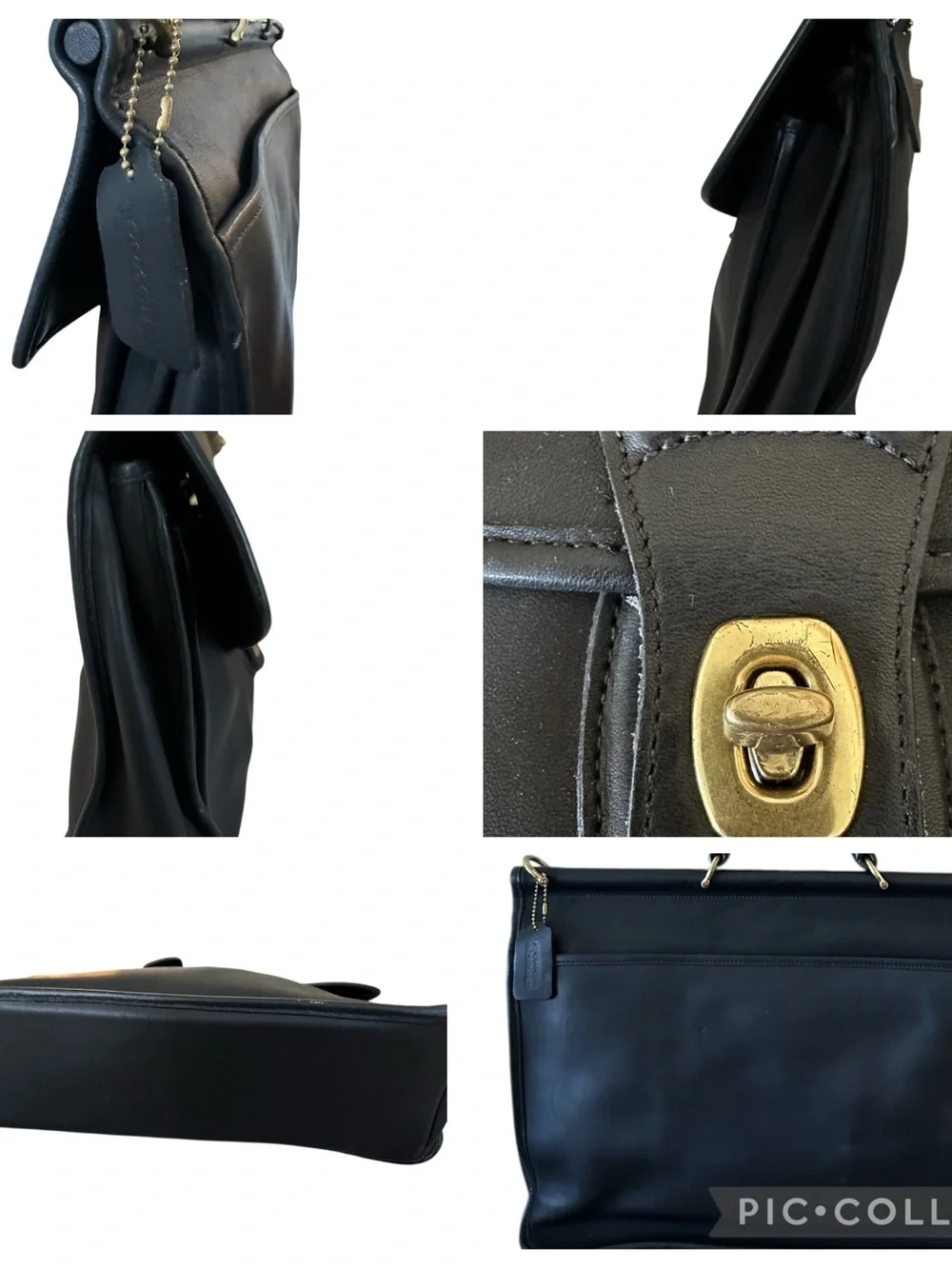 Vintage COACH 2000 5266 Black Leather Beekman Messenger Bag.